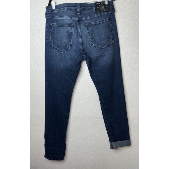 True Religion Rocco Jeans Men's W32x34 Relaxed Skinny Dark Wash Denim 1D - Picture 4 of 8